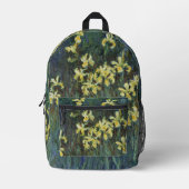 イエローアイリスバイクロードモネヴィンテージファインアート プリントバックパック (正面)
