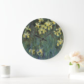 イエローアイリスバイクロードモネヴィンテージファインアート ラージ壁時計 (ホーム)