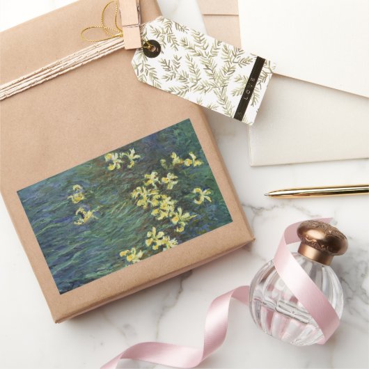 イエローアイリスバイクロードモネヴィンテージファインアート 長方形シール (ギフト)