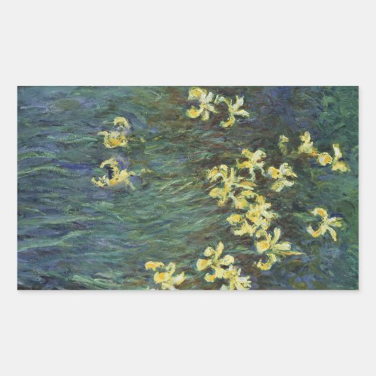 イエローアイリスバイクロードモネヴィンテージファインアート 長方形シール (正面)