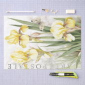 イエローアイリスフラワーバタフライフランスのデクページ 薄葉紙 (クラフト)