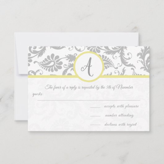 イエローアイリス&グレーダマスクRSVP挿入 出欠カード (正面)