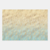 イエローアクアグラデーション金ゴールドゼブラプリント ラッピングペーパーシート (正面)