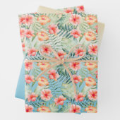 イエローアクアピンクピーチハイビスカスフローラ ラッピングペーパーシート (インサイチュ)