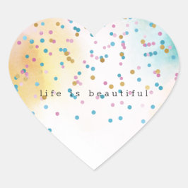 イエローアクア絞り染めピンク金ゴールド紙吹雪 ハートシール