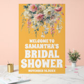 イエローアクリルフローラブライダルシャワーウェルカムサイン アクリルサイン (ウェディング)