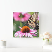 イエローアゲハチョウバタフライウォールクロック スクエア壁時計 (ホーム)