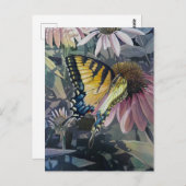 イエローアゲハチョウバタフライコンフロアウォーターカラー ポストカード (正面/裏面)