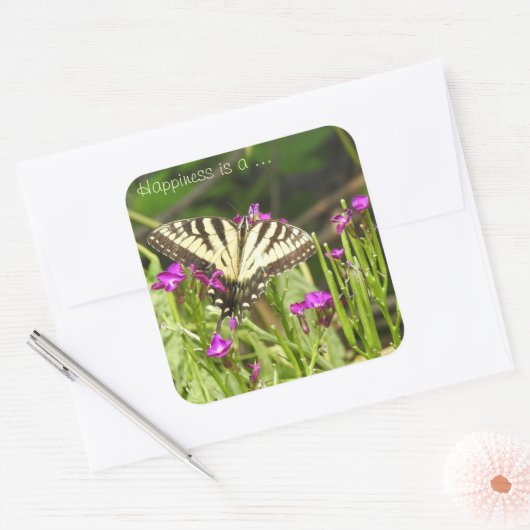 イエローアゲハチョウバタフライステッカー スクエアシール (封筒)