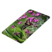 イエローアゲハチョウ蝶とピンクディアンサス マグネット (左側)