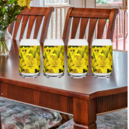 イエローアジアリリー開花フローラ ガラス缶