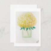 イエローアジサイ花ノートカード サンキューカード (正面/裏面)