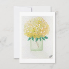 イエローアジサイ花ノートカード サンキューカード