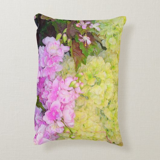 イエローアジサイ花屋外枕 アクセントクッション (裏面(縦))