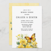 イエローアジランジアバタフライウェディングシャワー 招待状 (正面/裏面)