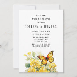 イエローアジランジアバタフライウェディングシャワー 招待状