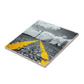 イエローアスファルトハイウェイロードクリエイティブ写真 タイル (側面)