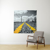 イエローアスファルトハイウェイロードクリエイティブ写真 タペストリー (インサイチュ)