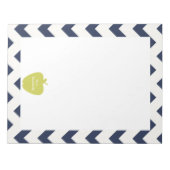 イエローアップルネイビーシェブロン先生 ノートパッド (正面)