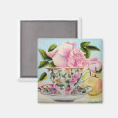 イエローアップル&ティーカップ磁石 マグネット (正面/裏面)