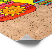 イエローアドビハウスに3匹の猫たち ポスター (角)