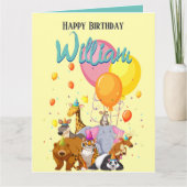 イエローアニマルバースデーパーティー カード (正面)