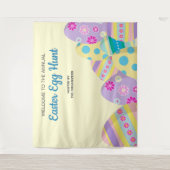 イエローアニュアルイースターエッグ狩り写真カラフル タペストリー (正面)