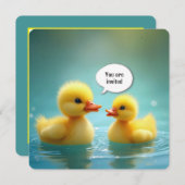 イエローアヒル赤ちゃんシャワー 招待状 (正面/裏面)