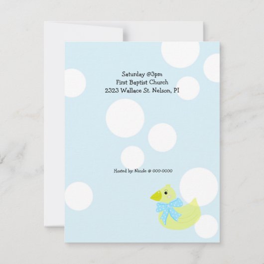 イエローアヒル赤ちゃんシャワー 招待状 (裏面)