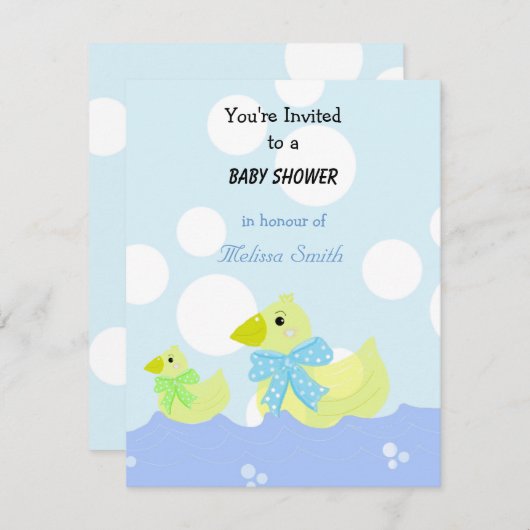 イエローアヒル赤ちゃんシャワー 招待状 (正面/裏面)