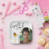 イエローアフロユニコーン卒業 ペーパープレート (パーティー)