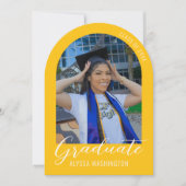 イエローアモダンーチフォト卒業パーティー 招待状 (正面)