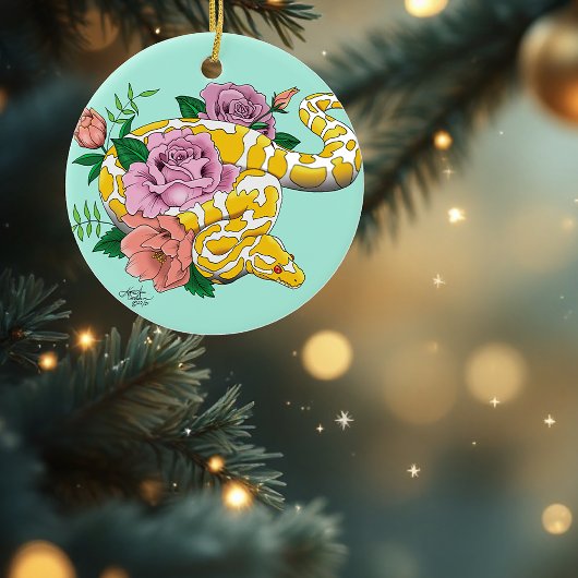 イエローアルビノボールパイソン セラミックオーナメント