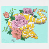 イエローアルビノボールパイソン フリースブランケット (正面(横))