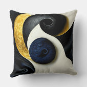 イエローアンドクリーム抽象芸術アートデザイン コンテンポラリー クッション (裏面)