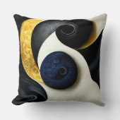 イエローアンドクリーム抽象芸術アートデザイン コンテンポラリー クッション (正面)