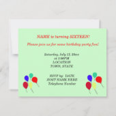 イエローアンドグリーンつや消しバニラさくらんぼカップケーキ 招待状 (裏面)