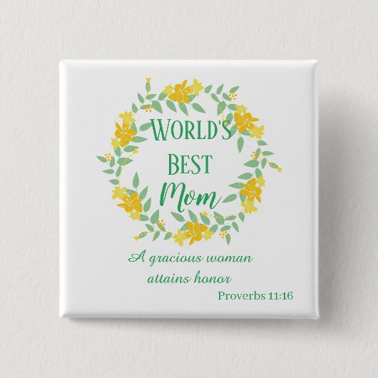 イエローアンドグリーンマザーフローラリース 缶バッジ (正面)