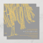 イエローアンドグレーウィローツリー結婚式招待状 招待状 (正面/裏面)