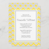イエローアンドグレーシェブロンブライダルシャワー 招待状 (正面/裏面)