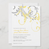 イエローアンドグレーダブルフローラ結婚式招待状 招待状 (正面)