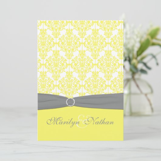 イエローアンドグレーダマスクウェディング招待状 招待状 (スタンド正面)