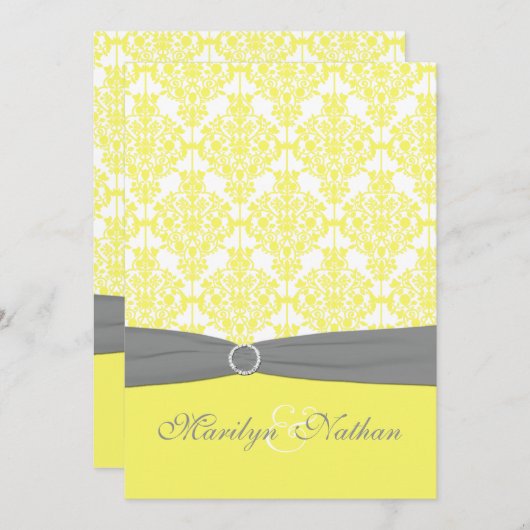 イエローアンドグレーダマスクウェディング招待状 招待状 (正面/裏面)
