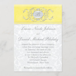 イエローアンドグレーダマスクモノグラムの招待状 招待状