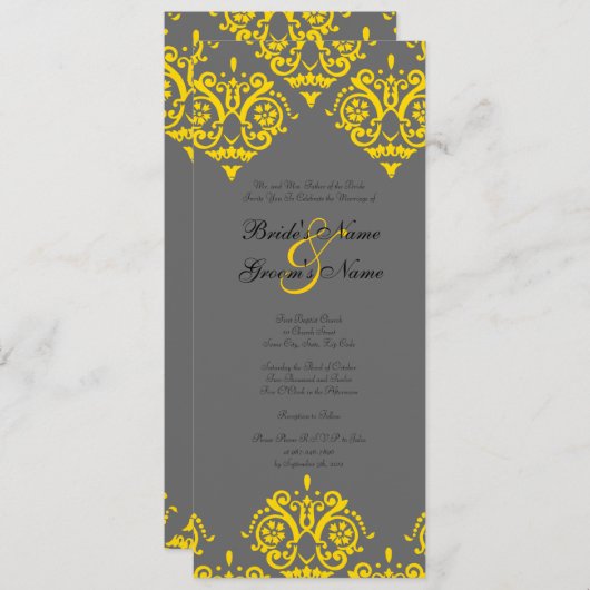 イエローアンドグレーダマスク結婚式招待状 招待状 (正面/裏面)