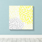 イエローアンドグレーダリアスクエアキャンバスウォールアート キャンバスプリント (インサイチュ (ウッドフロア))