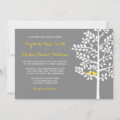 イエローアンドグレーツリーラブバード結婚式招待状 招待状 (正面)