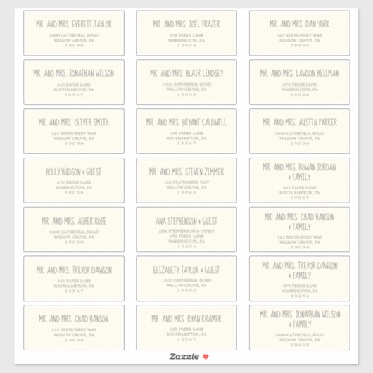 イエローアンドグレーベビーシャワーゲスト住所 シール (シート)