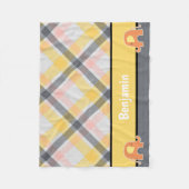 イエローアンドグレーベビーゾウフリースブランケット フリースブランケット (正面)