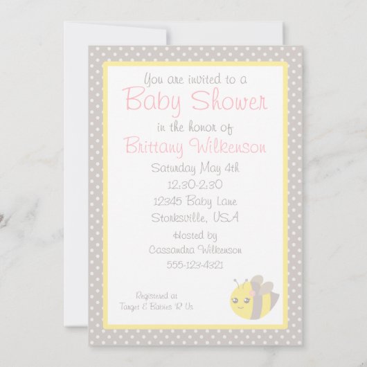 イエローアンドグレーベビービー 招待状 (裏面)